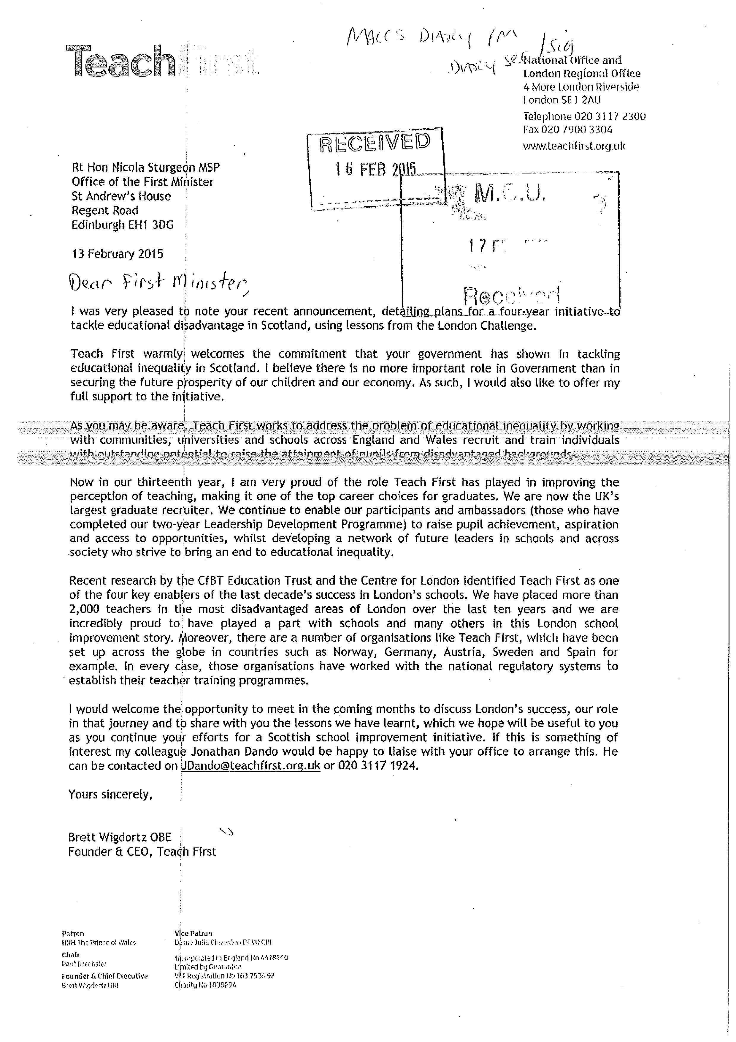 Doc 15 - Letter from Brett Wigdortz to Nicola Sturgeon - 13 February 2015-page-001