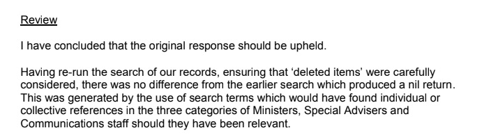 Nil response after review